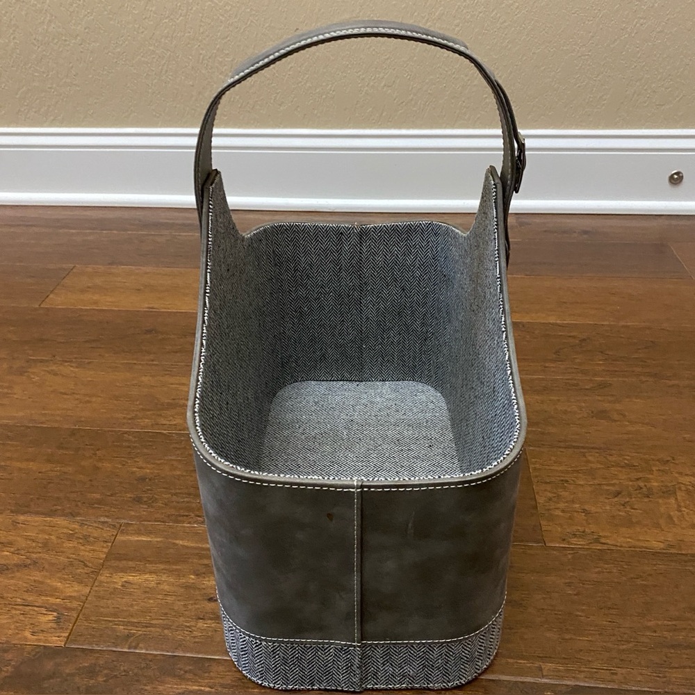 Gray Faux Leather Tweed Magazine Holder Storage Bin Basket Home Decor - Picture 4 of 9